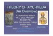 THEORY OF AYURVEDA (An Overview)THEORY OF AYURVEDA (An Overview) Dr Chakra Pany Sharma M. D. ( Ayu ), PhD ( Sch ) READER -PG MMM Govt Ayurveda College Udaipur -India 313001 Email: