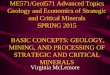ME571/Geol571 Advanced Topics Geology and … /mclemore/teaching...ME571/Geol571 Advanced Topics Geology and Economics of Strategic and Critical Minerals SPRING 2015 BASIC CONCEPTS: