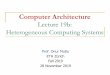 Computer Architecture · 2019-12-07 · Computer Architecture Lecture 19b: Heterogeneous Computing Systems. Computer Architecture Research n If you want to do research in any of the