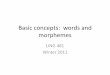 Basic concepts: words and morphemescourses.washington.edu/lingclas/481/Basic_concepts.pdf · 2011-01-05 · Infixes •Tagalog um-infixation –sulat write, s-um-ulat Zone who wrote