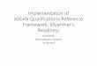 Implementation of ASEAN Qualifications Reference Framework ... · • Myanmar hosted 4th TF AQRF meeting in Yangon in March 2014 where AQRF was finalized. • Myanmar started developing