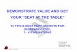 DEMONSTRATE VALUE AND GET YOUR “SEAT AT THE TABLE”newatd.org/Resources/FreeDownloads/Excerpts/51Tips-BestKeptSecrets.pdfDEMONSTRATE VALUE AND GET YOUR “SEAT AT THE TABLE” 