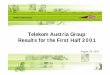 Telekom Austria Group Results for the First Half 2001 · 2020-04-03 · 5 Highlights of the 1st Half 2001 l Fixed line cost cutting on track, personnel reduction ahead of target l