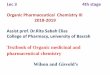 Lec 3 4th stage Organic Pharmaceutical Chemistry III 2018 ...pharmacy.uobasrah.edu.iq/images/stage_four/Organic...Organic Pharmaceutical Chemistry III 2018-2019 Assist prof. Dr.Rita
