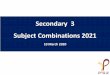 Secondary 3 Subject Combinations 2021 3 Su… · H2 level Mathematics required at JC Note: Criteria by University may change over time. Check out the university webpage regularly