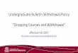 Undergraduate Bulletin Withdrawal Policy “Dropping Courses and … · 2019-04-07 · Undergraduate Bulletin Withdrawal Policy “Dropping Courses and Withdrawal ... -Technical Coursework-Remedial