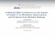 A National Web Conference on the Impact of Health IT on ... · A National Web Conference on the Impact of Health IT on Workflow: Observations and Evidence from Multiple Settings Presented