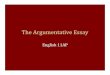 The Argumentative Essaymrsgarcia-english.weebly.com/uploads/1/2/3/2/... · The Argumentative Essay English 11AP. What is Argument? •The presentation and defense or support of a
