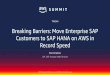 Breaking Barriers: Move Enterprise SAP Customers to SAP ...aws-de-media.s3.amazonaws.com/images/HMI...SAP as a Customer S/4 HANA SAP IQ / ASE SAP HANA Platform Edition SAP Mobile Secure