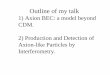 Outline of my talk - University of Chicago€¦ · Outline of my talk 1) Axion BEC: a model beyond CDM. 2) Production and Detection of Axion-like Particles by Interferometry