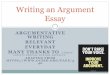 Writing an Argument Essay...effective introduction. Know at least 4 methods for creating a hook. Write an effective introductory paragraph that includes a hook, explanatory material