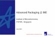 Advanced Packaging @ IME… · 2019-06-12 · Confidential –Not for Circulation • Laser drilling • Wafer compression molding • Warpage adjuster • High speed electroplating