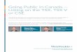 Going Public in Canada — Listing on the TSX, TSX V …...Going Public in Canada — Listing on the TSX, TSX V or CSE 4100-66 WELLINGTON STREET WEST PO BOX 35, TD BANK TOWER, TORONTO,