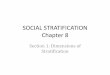 SOCIAL STRATIFICATION Chapter 8 · How is social stratification related to social class? •Each of the layers of social stratification is a social class •A segment of society whose