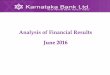 Analysis of Financial Results June 2016 - Karnataka Bank...Analysis of Financial Results June 2016. 2 Table of Contents Business Strategy Financial Performance Annexure Company Overview