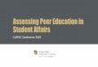 Assessing Peer Education in Student Affairs...undergraduate peer teaching assistants, with mention of benefits and challenges faced by peer educators, peer learners, faculty, and institutions