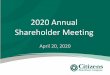 2018 Annual Shareholder Meeting Annual Shareholder... · 2020-04-15 · 2019 Highlights • CBT is a high-quality bank delivering high-quality banking and financial service experiences