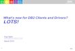 What’s new for DB2 Clients and Drivers? LOTS!€¦ · Title: What’s new for DB2 Clients and Drivers? Abstract: IBM’s strategy is to remove the reliance on the DB2 Connect Gateways