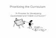 Prioritizing the Curriculum - LPSS• Prioritizing the curriculum does not eliminate curriculum , but rather ‘codes the curriculum’. • All teachers that teach a common grade
