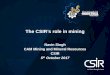The CSIR’s role in mining · 2017-10-09 · The CSIR’s role in mining Navin Singh CAM Mining and Mineral Resources . ... Mechanisation - Drill & Blast . Mechanisation across the