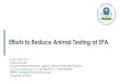 Efforts to Reduce Animal Testing at EPA · Reduce Animal Testing, September 10, 2019 •This plan will include: •Validation to ensure that NAMs are equivalent to or better than