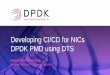 Developing CI/CD for NICs DPDK PMD using DTS · –Uses SW packet generators: scapy, dpdk-pktgen and TRex (by Cisco) –Also HW packet generator, IXIA (Using it’s TCL API) Supports