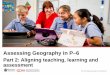 Assessing Geography in P–6 · 2015-09-24 · assessments in P–6. Activity 7: Using the SEs to make judgments Complete a ‘think, pair, share’ activity. 