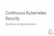 Continuous Kubernetes Security - JAX London · Container Runtime Kubelet Networking Node 2 OS Container Runtime Kubelet Networking Node 1 OS Container Runtime Kubelet Networking API