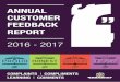 ANNUAL CUSTOMER FEEDBACK REPORT - Civica · 2016-17 ANNUAL CUSTOMER FEEDBACK REPORT Customer feedback is a great way for us to understand and manage how you experience the services