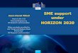SME support - EUROSFAIRE · PolicyResearch and Innovation Activities for SMEs • All forms of R&D and all forms of innovation, towards exploitation and commercialisation • SME