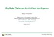 Big Data Platforms for Artifical Intelligence · MapReduce and Apache Pig (HDD),Apache Spark(RAM) I Distributed SQL database queries for analytics: Apache Hive, Spark SQL, Cloudera