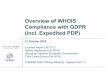 Overview of WHOIS Compliance with GDPR · Overview of WHOIS Compliance with GDPR (incl. Expedited PDP) 21 October 2018 Laureen Kapin ... BC/IPC Accreditation and Access Model v1.6