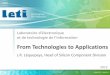 From Technologies to Applications - Intel€¦ · From Technologies to Applications J.R. Lèquepeys, Head of Silicon Component Division 2012 ... Pressure sens. Miniaturized sensors