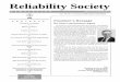 Reliability Society · 2011-05-20 · Reliability Society Newsletter is published quarterly by the Reliability So-ciety of the Institute of Electrical and Electronic Engineers, Inc