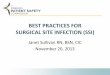 BEST PRACTICES FOR SURGICAL SITE INFECTION (SSI)Surgical Site Infection (SSI) 11/11/2013 31 For any/all NHSN procedures: In the first 30 days post op, monitor for superficial, deep,