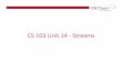 CS 103 Unit 14 -Streams - USC Bitsbits.usc.edu/files/cs103/slides/Unit14_Streams.pdf · 3 Kinds of Streams •I/O streams –Keyboard (cin) and monitor (cout) •File streams –Contents