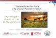 Telemedicine for Rural and Critical Access Hospitals · 2017-07-21 · Webinar: Telemedicine for Rural and Critical Access Hospitals - April 8, 2015 Opportunities Gained from Telemedicine