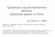 Quantum causal dynamics without absolute space or timeparticle.physics.ucdavis.edu/seminars/lib/exe/... · BAD in computing because computation must give unique answer. BAD in quantum