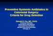 Preventive Systemic Antibiotics in Colorectal Surgery: Criteria for … · 2009-07-01 · Preventive Antibiotics in Colorectal Surgery Criteria for Drug Selection • Antibiotic must