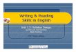 Writing & Reading Skills in English · Writing & Reading Skills in English Unit 1.2: Syllabus Design Learning on 21st Century Best Practices Prof. Marian Aleson