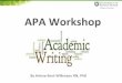 APA Workshop - College of Nursing...APA Writing Style Workshop Practical Tips for APA References • Start your own database or file of your topic references • A-Z Total References