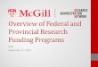 Overview of Federal and Provincial Research Funding Programs...Overview of Federal and Provincial Research Funding Programs RAN September 17, 2015