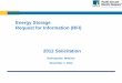 Energy Storage Request for Information (RFI) 2012 Solicitation Energy Storage RFI Information Packet Instructions • From Power Advocate site 1. Download Documents • Save with unique