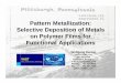 Pattern Metallization: Selective Deposition of Metals …...Pattern Metallization: Selective Deposition of Metals on Polymer Films for Functional Applications Wolfgang Decker VAST