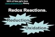 Redox Reactions. Reduction Oxidation Reaction.pdf · Redox Reactions. Oxidation Reduction 100’s of free ppt’s from  library