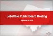 JobsOhio Public Board Meeting · Branding, marketing and selling Ohio in ways that effectively target: • Business development efforts . emphasis on attracting out-of-state companies