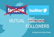 FOLLOWERS MUTUAL FRIENDScis.csuohio.edu/~sschung/cis612/TwitterPresentationAdamRyan.pdf · Develop a system to find “mutual friends followers” between users of Facebook Twitter