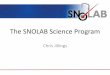 The SNOLAB Science Program - TAUP Conference · Chris Jillings - TAUP 2015 -Torino, taly 4 5000 m 2 area / 37,000 m 3 of class 2000 clean room