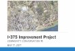 I-375 Improvement Project - Michigan · 2017-06-20 · 375 Improvement Study Community Conversation #1 Agenda • 5:00 –Doors Open/Review of Exhibits & Mingling with Project Staff
