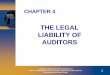 THE LEGAL LIABILITY OF AUDITORS - Muhariefeffendi's …...THE LEGAL LIABILITY OF AUDITORS CHAPTER 4 . ... 4 NEGLIGENCE Any conduct that is careless or unintentional in nature and entails